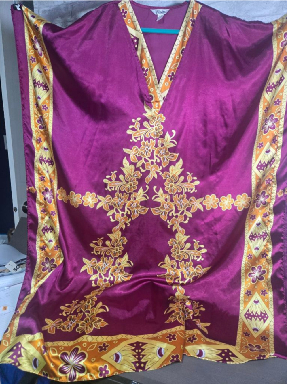 Women's Winlar Purple Gold Floral Kaftan One Size